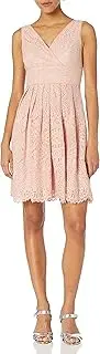 [Adrianna Papell] Women's V-Neck Fit N FLR with Organza Insert Dress