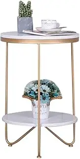 Exquisite Bedside Cabinets Double Bookcase, Round Marble Coffee Table Balcony Outdoor Decorative Coffee Table It Can Move Multi-Function Table Side Desk (Color : B, Size : 40 * 60CM)
