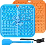 BlueFire Large Lick Mat for Dogs, 2 Pack Dog Slow Feeder Licking Mat with Spatula, Dog Lick Pad with Suction Cup, Snuffle Mat for for Dog, Cat, Puppy
