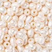 Beadthoven 100pcs 7-10mm Natural Freshwater Pearl Beads 1.8mm Big Large Hole Rice Shape White Pearls for Crafting Oval Pearl Beads for Jewelry Making DIY Bracelets Necklaces Leather Cord
