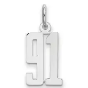 Sterling Silver Silver/Rhodium-Plated Elongated Number 91 Charm