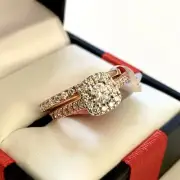 Engagement Ring and Wedding Band Set Rose Gold 10k Size 7 1CTTW