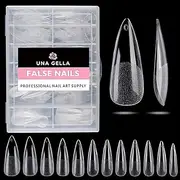 UNA GELLA Stiletto Fake Nails 216pcs Stiletto Press on Nails Pre-shape Stiletto Nails Tips for Full Cover Acrylic Stiletto Nails French False Nails For Nail Extension Nail Art DIY Salon 12 Sizes