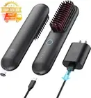 Cordless Hair Straightener Brush, Mini, USB, Ionic, Portable, Black