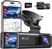 Dash Cam Front Rear, 4K/2.5K Full HD Dash Camera for Cars, Included 32GB Card, B