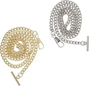 [LALADEFIEE] 2Pcs Vintage Bar Pocket Watch Chain for Jeans Durable Chain for Formal and Casual Wear Stylish Design for Pocket Watch and Vest Attachment