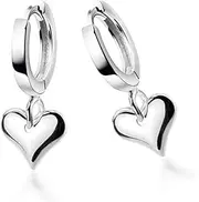 [Generic] Heart-shaped Silver Small Hoop Earrings for Women Teen Girls Cartilage Sleeper Hoops Cute Jewelry