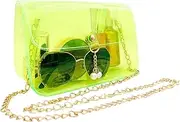 DIVIVID Clear Hand Bag Purses for Women Stadium, Clear Bag Stadium Approved with Removable Chain Strap, PVC Clear Crossbody Bag for Concert Sports Festivals(Green)