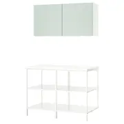 ENHET storage combination, white/pale grey-green, 123x63.5x207 cm