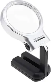 3X 2.44 Magnifier with 2 Built-in LED Lights, Adjustable Angle Multifunctional Portable Plastic Optical Magnifying Glass for Reading, Inspection, Hobby, Repair