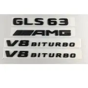 Mercedes-Benz GLS63 AMG V8 BITURBO Rear Trunk Emblem Badge Set Gloss Black