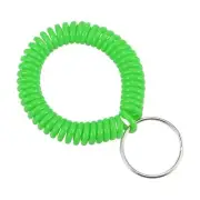 5Pcs Spiral Keychain, Plastic Wrist Coil Keyring Wristband Key Holder, Green