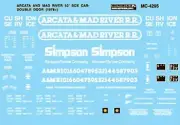 Microscale HO Scale Decals: Arcata & Mad River 50' Boxcar Double Door (1978+)