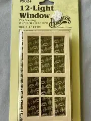 Dollhouse Miniature 12 Light Wood Window 1:12 Unfinished Stain Paint 12 Pane
