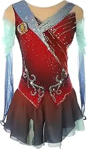 [Zagitova] Figure Skating Dress for Girls Elegant Graceful Patchwork Women Competition Dance Outfits with Rhinestones
