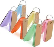 300 Pieces Multicolor Kraft Paper Binder Ring Easy Flip Flash Card/Study Cards/Memo Scratch Pads/Bookmark/DIY Greeting/Index Card Stock/Note Card 2.2 x 3.5 Inches (50 Sheets per Set)