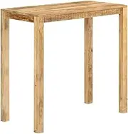Bar Table, Bar Height Pub Table, Counter Height Table with Wood Frame, Rectangular High Top Table for Kitchen & Dining, Living Room, 112x55x108 cm Solid Wood Mango