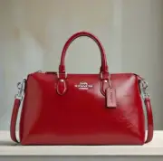 Coach Georgia Satchel Bag Large Red Patent leather CV942 Crossbody ORGPKG
