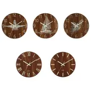 Round Wall Clock 12 Inch Luminous Wooden No Ticking for Time Clocks
