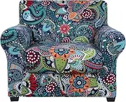 hyha Couch Covers, Chair/Sofa Covers, Floral Pattern, Stretch, Printed, 2 Pieces, Armchair Slipcover, Separate Couch Cushion Covers, Washable Furniture Protector for Dogs (Armchair, Paisley Floral)