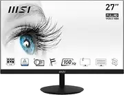 MSI PRO MP271A 27" Eye Care Ergonomic Business Computer Monitor, FHD 1920x1080, IPS, Frameless, 100Hz, 1ms, Tilt Compatible, HDMI&DP&VGA Port, Built-in Speakers, VESA, Black, 3 Year Warranty