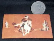 Welcome Mat "Lone Rider" 1:12 Carpet Rug Texas House Door Dollhouse Cowboy Mini