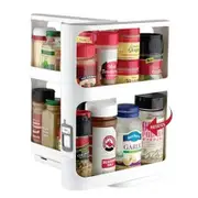 Cabinet Caddy Spice Rack Organizer For Cabinet Pull Rotate Kitchen Organizers And Storage 2 Double-Decker Shelves