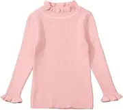 [POPOLAR] Baby Girls Knit Sweater Blouse Solid Color Turtleneck Kids Long Sleeve Pullover Tops Fall Winter Sweatshirt