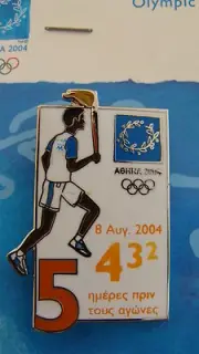 TORCHBEARER COUNTDOWN 5 DAYS TO GO - ATHENS 2004 OLYMPIC GAMES PIN