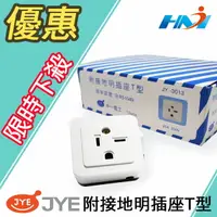 在飛比找樂天市場購物網優惠-《中一電工》中一T型附接地明插座20A / JY-3013 