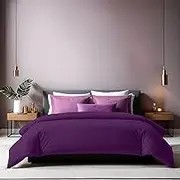 Premium Ranforce XXL Quilt Cover (155 x 220 cm), 100% Cotton, Purple | Button Closure, 155 Thread Count | Machine Washable at 30°C, Soft & Durable