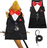 CUSOZWO Bearded Dragon Costume Harness and Leash Set - Cute Tuxedo Wedding Lizard Reptile Costume Outfit with Short Leash Small Animal Clothes for Birthday, Wedding, Holiday, Walking Outdoor