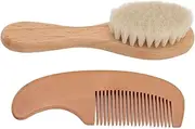 Baby Hair Brush Set,Multifunction Composite Wood and Wool Baby Hair Brush for Newborns Toddlers (Oval,Walnut)