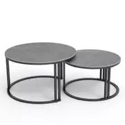 Stylish Round Nesting Coffee Tables with Metal Frame