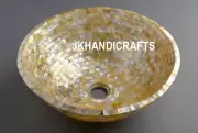 Marble sink Contour Top wash basin Rare MOP Sea Shell Inlay Work Home Decor