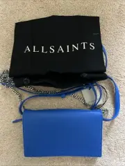 Allsaints crossbody leather bag, chain strap, wallet Fetch NEW w dustbag & tags
