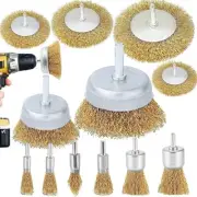 12 Pack 1/4 Inch Hex Shank Brass Wire Wheel Cup Brush Drill Bit Set Attachment