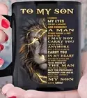 To My Son Mug, I Closed My Eyes Old Lion Mug, Gifts For Son Black Mug 11oz
