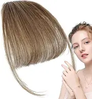 Bang Clip in Human Hair | Clip Air Bangs French Bangs,Natural Color Fringe Hairpieces, Stylish Neat Bangs Hair Extension for Girls, Women