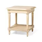 Maven Lane Pullman Traditional Square Wooden Side Table in Antiqued White Finish