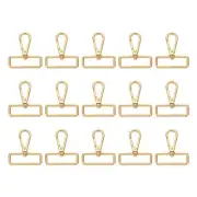 15Pcs Swivel Clasps, 1.5" D Ring Lobster Claw Push Gate Snap Hooks, Gold