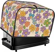 Cute Flowers Floral Print 2 Slice Toaster Cover Fingerprint Bread Maker Protectors,Kitchen Small Appliance Dust Cover