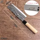 Cleaver Slicing Knife Chop Cut Wood Handle Zebra Damascus Pattern Raw Fish Sushi