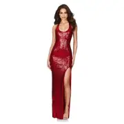 Nookie Smoulder Gown Red Sequins Womens Small New Christmas Party Dress Formal