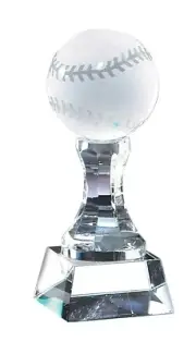 FANTASY BASEBALL TROPHY CRYSTAL AWARD FREE ENGRAVING & LINED BOX 8" M**CRY147 ^