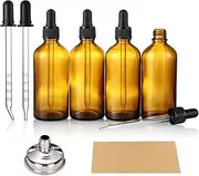 4 Pack, 4 oz Dropper Bottles with 2pcs Glass Pipettes(1ml) - Essential Oils Bottles for Health, Personal Care & Beauty - 120ml Thick Dark Amber Glass Tincture Bottles with Eye Droppers, Leakproof
