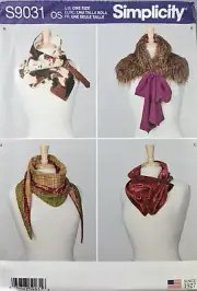 SIMPLICITY CRAFT PATTERN 9031 MISSES SCARFS 4 STYLES TO MAKE UNCUT NEW