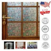 Elegant Blue Frangipani Window Film - Static Cling & UV Protection 35.4x157.5