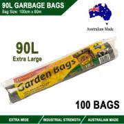 100pcs 90L Garbage Bin Black Liners Bags Large Extra Wide Rubbish Trash 100x80cm