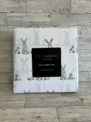 New Cynthia Rowley Cute Bunny Rabbit Bunnies Spring Easter 4 Pc Full Sheet Set
